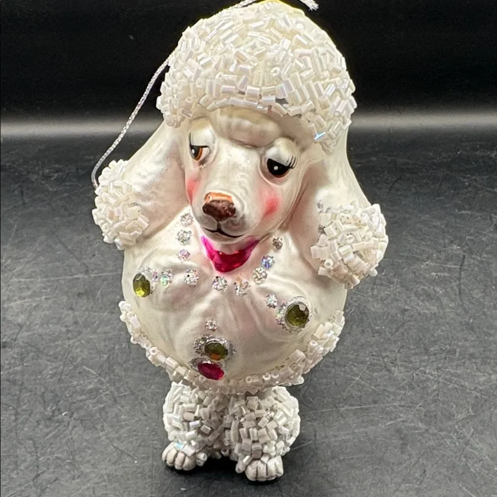 Elegant White Poodle Holiday Ornament